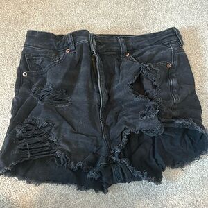 American eagle black distressed jean shorts